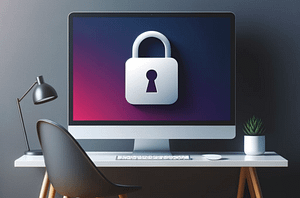 Computer with padlock