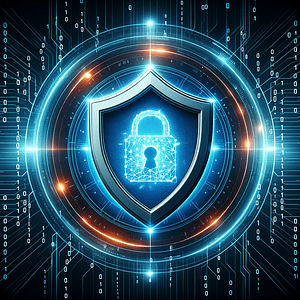 Cybersecurity Shield data protection logo of shield with padlock on