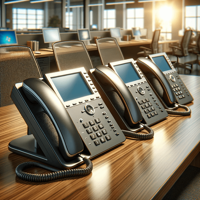 Telecom Solutions 5 VOIP phones picture illustrating the next generation of telecommunication technology that provide robust telecom solutions for business productivity